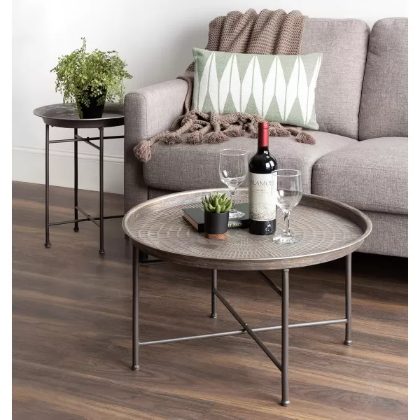 Kate and Laurel Mahdavi Modern Coffee Table 26 x 26 x 16 Black Unique Coffee Table with Sophisticated DesignPewter