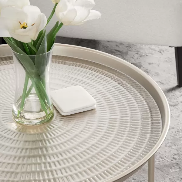 Kate and Laurel Mahdavi Modern Coffee Table 26 x 26 x 16 Silver Unique Coffee Table with Sophisticated Design