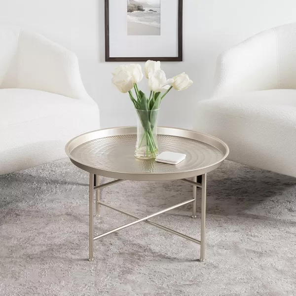 Kate and Laurel Mahdavi Modern Coffee Table 26 x 26 x 16 Silver Unique Coffee Table with Sophisticated Design