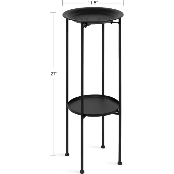 Kate and Laurel Mahdavi Modern Unique Plant Stand Accent Table with Textured Top 12x12x27 BlackBlack