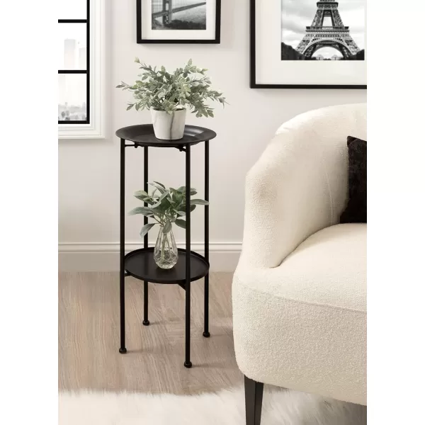 Kate and Laurel Mahdavi Modern Unique Plant Stand Accent Table with Textured Top 12x12x27 BlackBlack