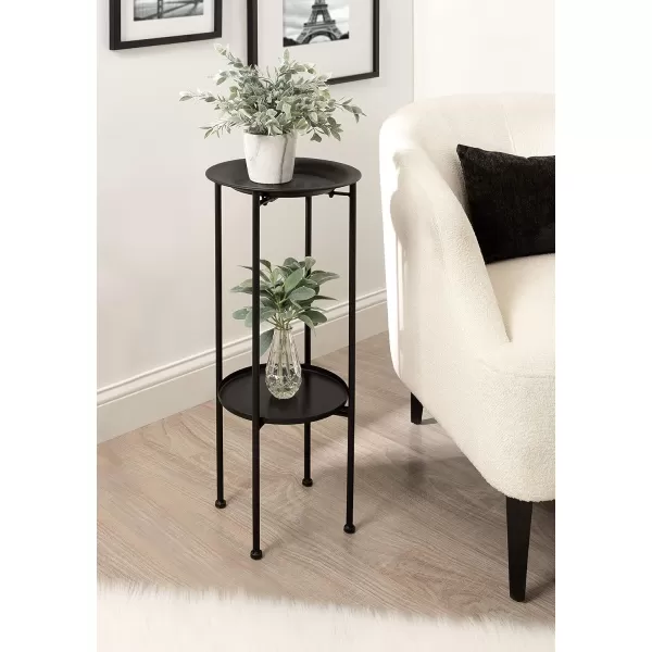 Kate and Laurel Mahdavi Modern Unique Plant Stand Accent Table with Textured Top 12x12x27 BlackBlack