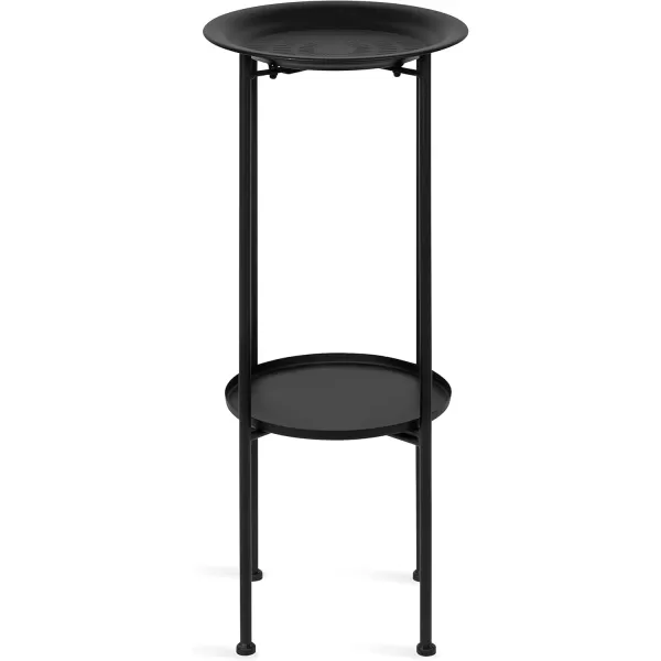 Kate and Laurel Mahdavi Modern Unique Plant Stand Accent Table with Textured Top 12x12x27 BlackBlack