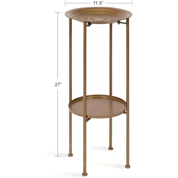 Kate and Laurel Mahdavi Modern Unique Plant Stand Accent Table with Textured Top 12x12x27 BlackGold