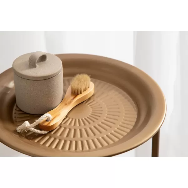 Kate and Laurel Mahdavi Modern Unique Plant Stand Accent Table with Textured Top 12x12x27 BlackGold