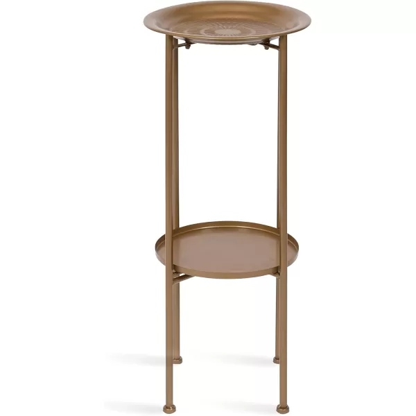 Kate and Laurel Mahdavi Modern Unique Plant Stand Accent Table with Textured Top 12x12x27 BlackGold