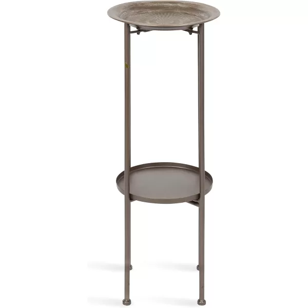 Kate and Laurel Mahdavi Modern Unique Plant Stand Accent Table with Textured Top 12x12x27 BlackPewter
