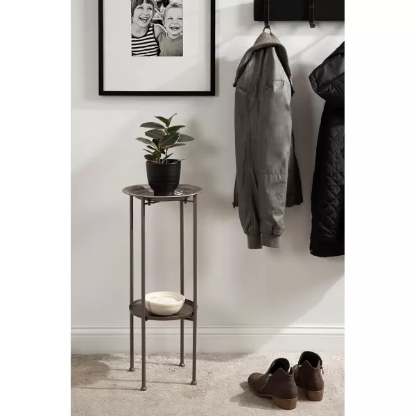 Kate and Laurel Mahdavi Modern Unique Plant Stand Accent Table with Textured Top 12x12x27 BlackPewter