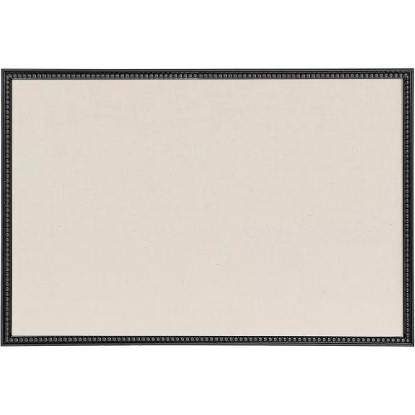 Kate and Laurel Makenna Traditional Linen Fabric Pinboard with Stunning Beaded Frame 24x36 WhiteBlack