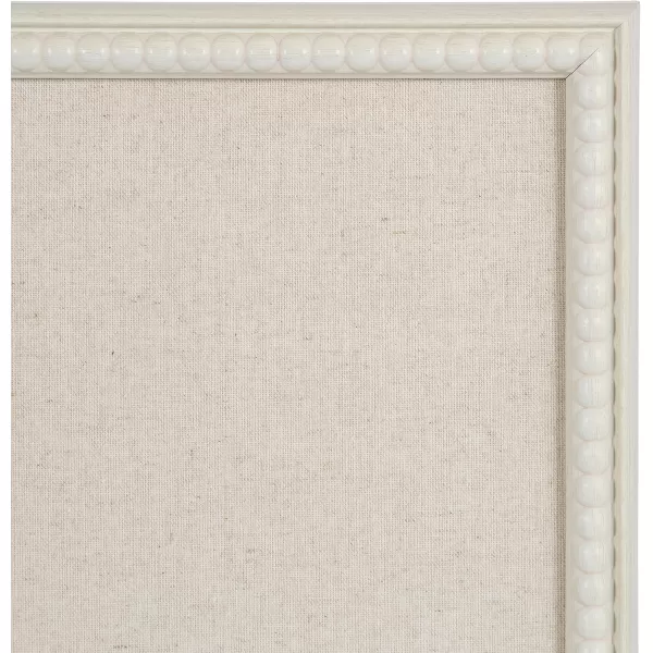 Kate and Laurel Makenna Traditional Linen Fabric Pinboard with Stunning Beaded Frame 24x36 WhiteWhite