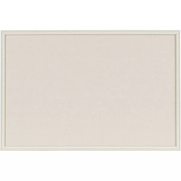 Kate and Laurel Makenna Traditional Linen Fabric Pinboard with Stunning Beaded Frame 24x36 WhiteWhite