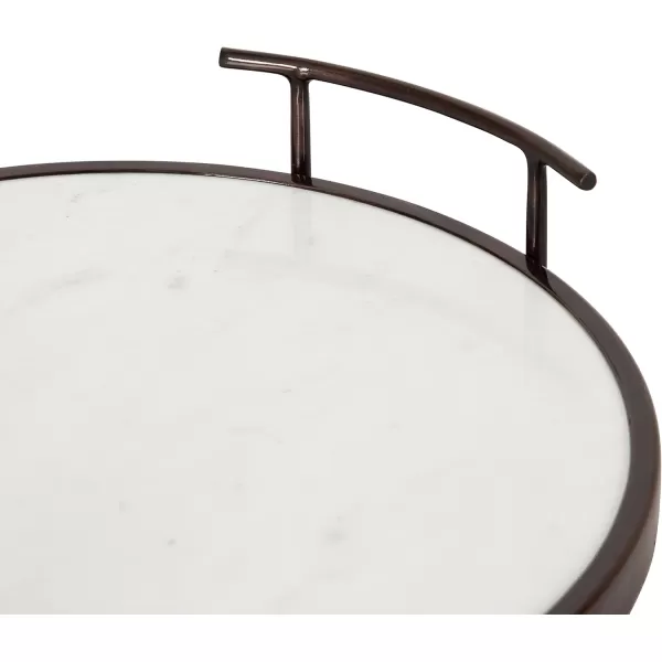 Kate and Laurel Marbury Modern Round Marble Tray 14 Inch Diameter Silver Decorative White Marble Tray for Display and StorageBronze