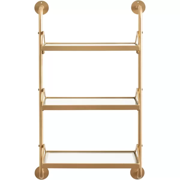 Kate and Laurel Marit ThreeTiered Wall Shelf 18 x 6 x 30 Silver Glam Decorative Floating Shelf Storage and Wall Organizer for Over The Toilet Storage Bathroom DisplayGold