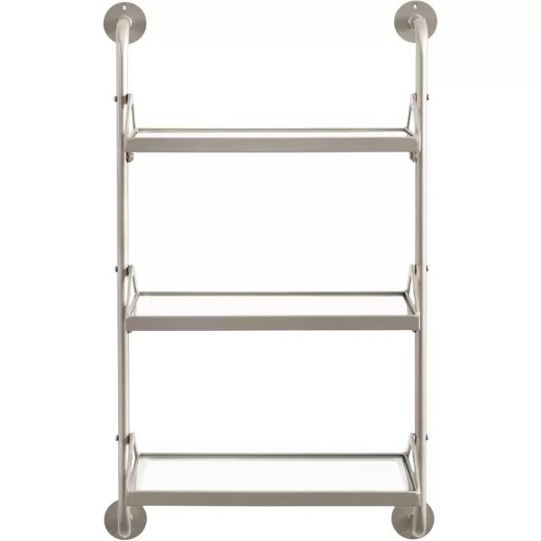 Kate and Laurel Marit ThreeTiered Wall Shelf 18 x 6 x 30 Silver Glam Decorative Floating Shelf Storage and Wall Organizer for Over The Toilet Storage Bathroom DisplaySilver
