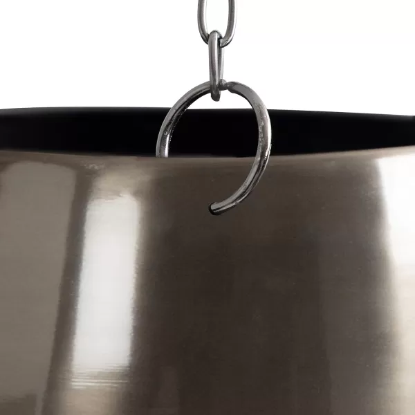 Kate and Laurel Marquez Modern Metal Planters Set of 2 Pewter Sophisticated Hanging Planters with Metal Plant Pots