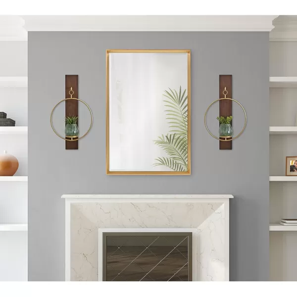 Kate and Laurel Maxfield MidCentury Wall Sconce 13 x 24 Walnut Brown Decorative Hanging Wall Sconce for Lights Flameless Candles and Small PlantsRustic BrownBlack