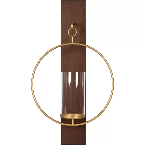 Kate and Laurel Maxfield MidCentury Wall Sconce 13 x 24 Walnut Brown Decorative Hanging Wall Sconce for Lights Flameless Candles and Small PlantsWalnut Brown