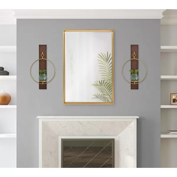 Kate and Laurel Maxfield MidCentury Wall Sconce 13 x 24 Walnut Brown Decorative Hanging Wall Sconce for Lights Flameless Candles and Small PlantsWalnut Brown