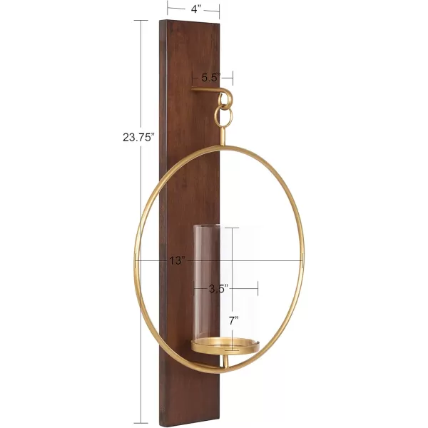 Kate and Laurel Maxfield MidCentury Wall Sconce 13 x 24 Walnut Brown Decorative Hanging Wall Sconce for Lights Flameless Candles and Small PlantsWalnut Brown