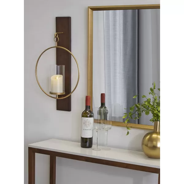 Kate and Laurel Maxfield MidCentury Wall Sconce 13 x 24 Walnut Brown Decorative Hanging Wall Sconce for Lights Flameless Candles and Small PlantsWalnut Brown