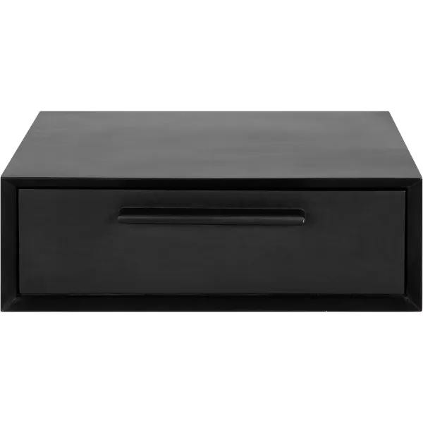 Kate and Laurel McCutcheon Floating Wood Storage Shelf 18 x 12 x 6 Black Decorative Transitional Floating Bedroom Nightstand with a Concealed Cubby CompartmentBlack