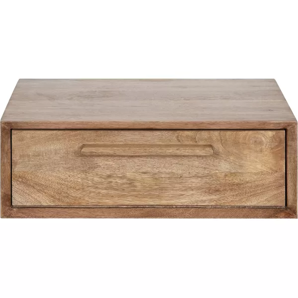 Kate and Laurel McCutcheon Floating Wood Storage Shelf 18 x 12 x 6 Black Decorative Transitional Floating Bedroom Nightstand with a Concealed Cubby CompartmentNatural