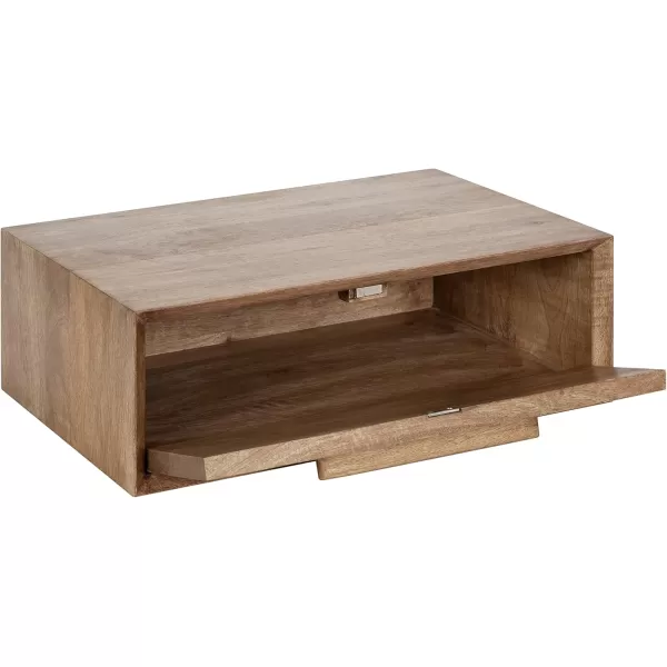 Kate and Laurel McCutcheon Floating Wood Storage Shelf 18 x 12 x 6 Black Decorative Transitional Floating Bedroom Nightstand with a Concealed Cubby CompartmentNatural