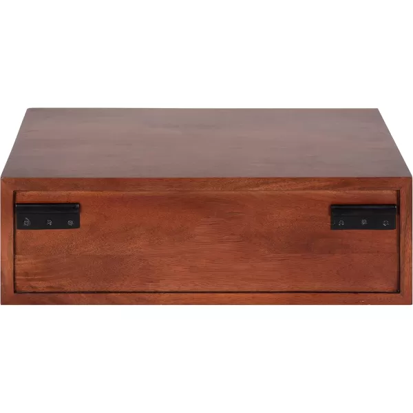 Kate and Laurel McCutcheon Floating Wood Storage Shelf 18 x 12 x 6 Black Decorative Transitional Floating Bedroom Nightstand with a Concealed Cubby CompartmentWalnut Brown