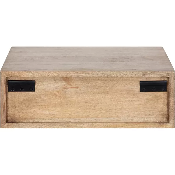 Kate and Laurel McCutcheon Floating Wood Storage Shelf 18 x 12 x 6 Black Decorative Transitional Floating Bedroom Nightstand with a Concealed Cubby CompartmentNatural