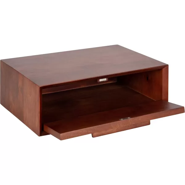 Kate and Laurel McCutcheon Floating Wood Storage Shelf 18 x 12 x 6 Black Decorative Transitional Floating Bedroom Nightstand with a Concealed Cubby CompartmentWalnut Brown