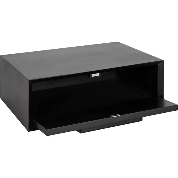 Kate and Laurel McCutcheon Floating Wood Storage Shelf 18 x 12 x 6 Black Decorative Transitional Floating Bedroom Nightstand with a Concealed Cubby CompartmentBlack