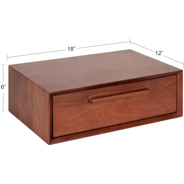 Kate and Laurel McCutcheon Floating Wood Storage Shelf 18 x 12 x 6 Black Decorative Transitional Floating Bedroom Nightstand with a Concealed Cubby CompartmentWalnut Brown