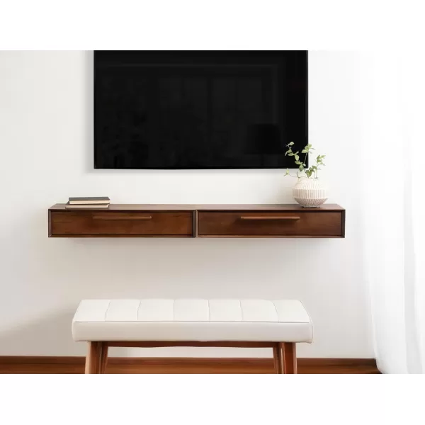 Kate and Laurel McCutcheon MidCentury Floating Console Table for Entryway 30 x 9 x 6 Walnut Brown Decorative Transitional Floating Entryway Table for Use as Living Room Storage Wall ShelfWalnut Brown