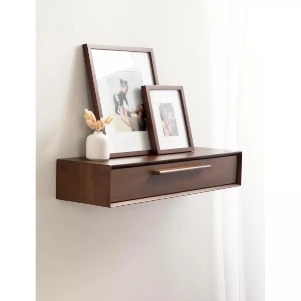 Kate and Laurel McCutcheon MidCentury Floating Console Table for Entryway 30 x 9 x 6 Walnut Brown Decorative Transitional Floating Entryway Table for Use as Living Room Storage Wall ShelfWalnut Brown