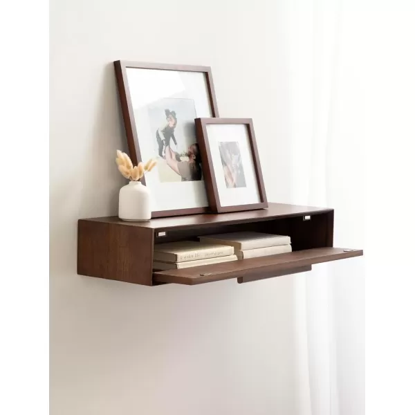 Kate and Laurel McCutcheon MidCentury Floating Console Table for Entryway 30 x 9 x 6 Walnut Brown Decorative Transitional Floating Entryway Table for Use as Living Room Storage Wall ShelfWalnut Brown