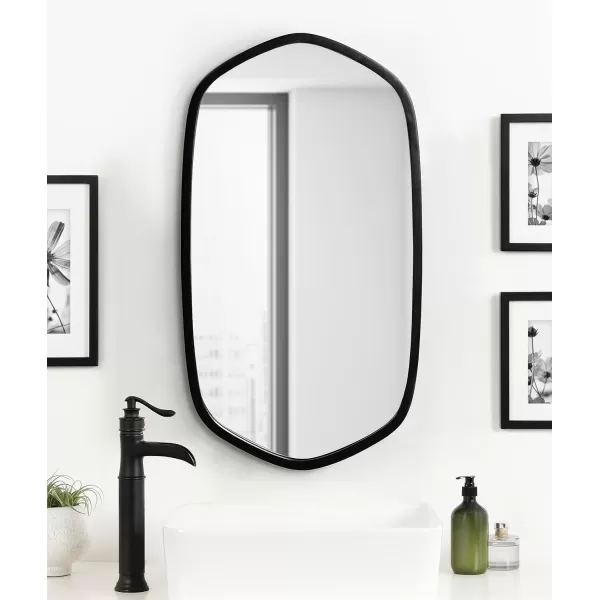 Kate and Laurel McLean Modern Metal Framed Oblong Hexagon Wall Mirror 20 x 36 Black Decorative and Vibrant Geometric Mirror for Contemporary Wall DecorBlack