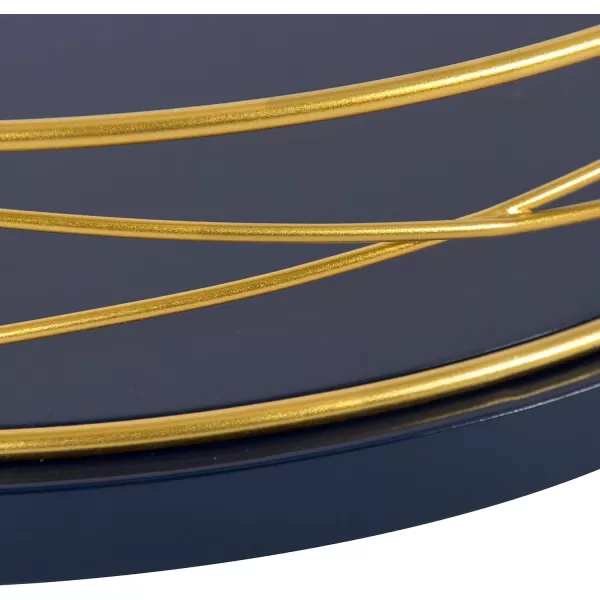 Kate and Laurel Mendel 14 Inch Round Tray with Decorative Metal Rim White and Rose GoldBlueGold