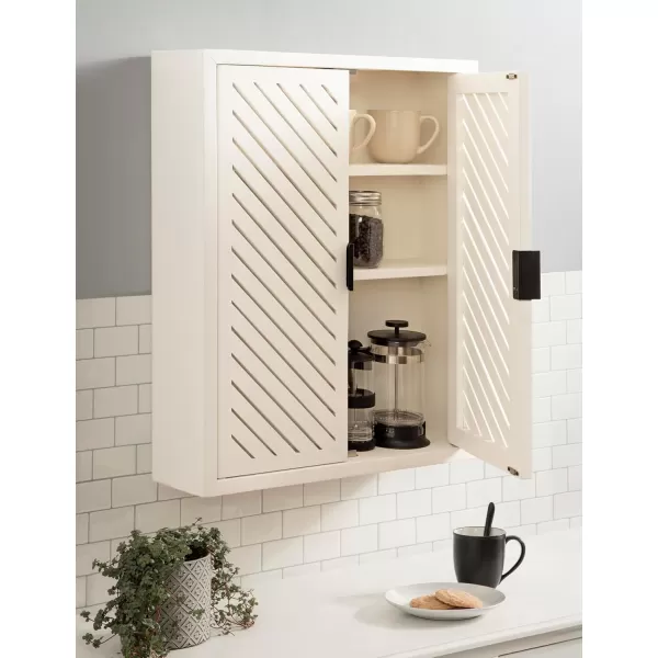 Kate and Laurel Mezzeta Decorative Coastal TwoDoor Floating Bathroom Cabinet 22 x 7 x 28 White Decorative Over Toilet Storage Cabinet for Use as Bath Storage or Living Room Decor