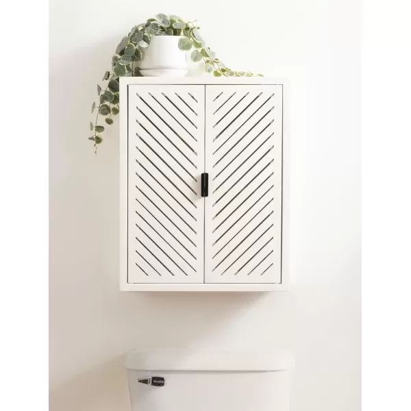 Kate and Laurel Mezzeta Decorative Coastal TwoDoor Floating Bathroom Cabinet 22 x 7 x 28 White Decorative Over Toilet Storage Cabinet for Use as Bath Storage or Living Room Decor