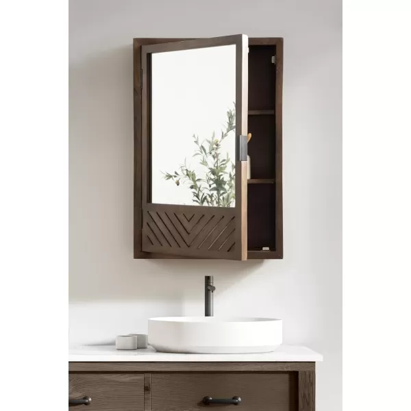 Kate and Laurel Mezzeta Decorative Modern Rectangle Bathroom Cabinet with Mirror 20 x 5 x 30 Brown Wooden Bathroom Mirror with Storage for Bath Medicine Cabinet or OverTheToilet Storage Cabinet