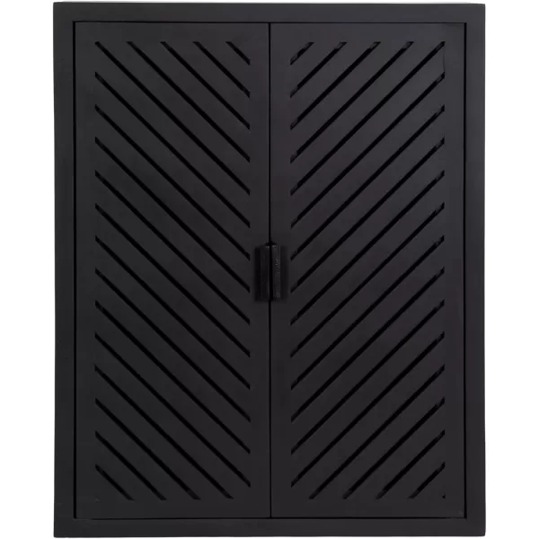 Kate and Laurel Mezzeta Decorative Modern TwoDoor Floating Bathroom Cabinet 22 x 7 x 28 Black Decorative Over Toilet Storage Cabinet Made from Solid Mango Wood with Slatted Chevron DesignBlack