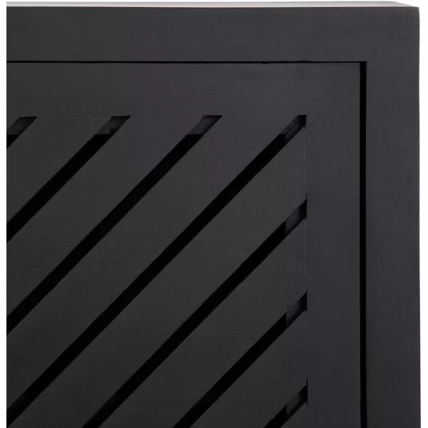 Kate and Laurel Mezzeta Decorative Modern TwoDoor Floating Bathroom Cabinet 22 x 7 x 28 Black Decorative Over Toilet Storage Cabinet Made from Solid Mango Wood with Slatted Chevron DesignBlack