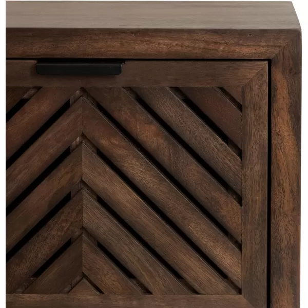 Kate and Laurel Mezzeta Modern Floating Shelf Side Table with Storage Cubby 16 x 10 x 12 Natural Wood Decorative Slatted Wood Floating Nightstand with Pull Down Door for Use as Bathroom StorageNatural
