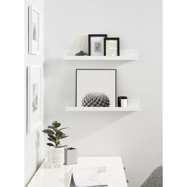 Kate and Laurel Mezzo Modern Metal Photo Display Ledge 36 White Decorative Contemporary Floating Narrow Photo Shelf Rail for Gallery Display and StorageWhite