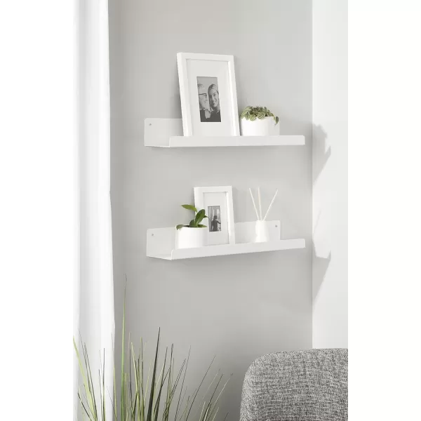 Kate and Laurel Mezzo Modern Metal Photo Display Ledge 36 White Decorative Contemporary Floating Narrow Photo Shelf Rail for Gallery Display and StorageWhite