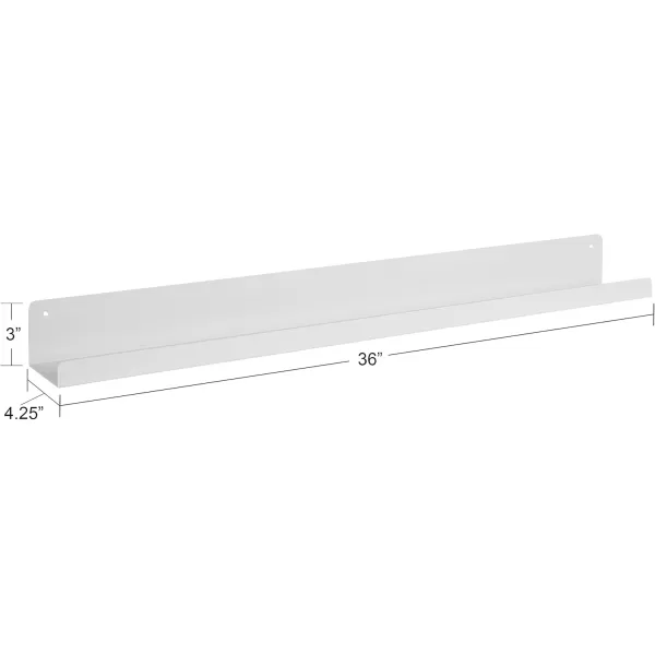 Kate and Laurel Mezzo Modern Metal Photo Display Ledge 36 White Decorative Contemporary Floating Narrow Photo Shelf Rail for Gallery Display and StorageWhite