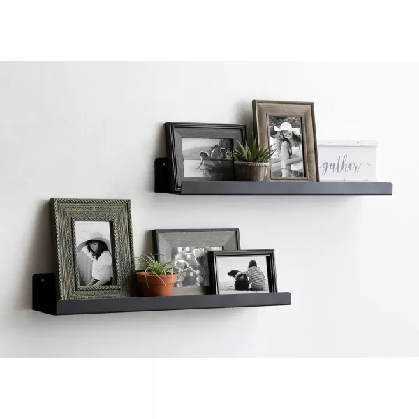 Kate and Laurel Mezzo Modern Metal Photo Display Ledge 36 White Decorative Contemporary Floating Narrow Photo Shelf Rail for Gallery Display and StorageBlack