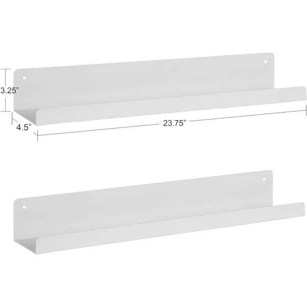 Kate and Laurel Mezzo Modern Metal Photo Display Ledge 36 White Decorative Contemporary Floating Narrow Photo Shelf Rail for Gallery Display and StorageWhite