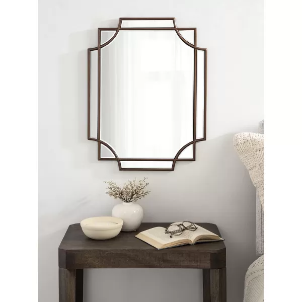 Kate and Laurel Minuette Glam Wall Mirror 24quot x 36quot Black Elegant Traditional Home Decor with A Boho CharmBronze