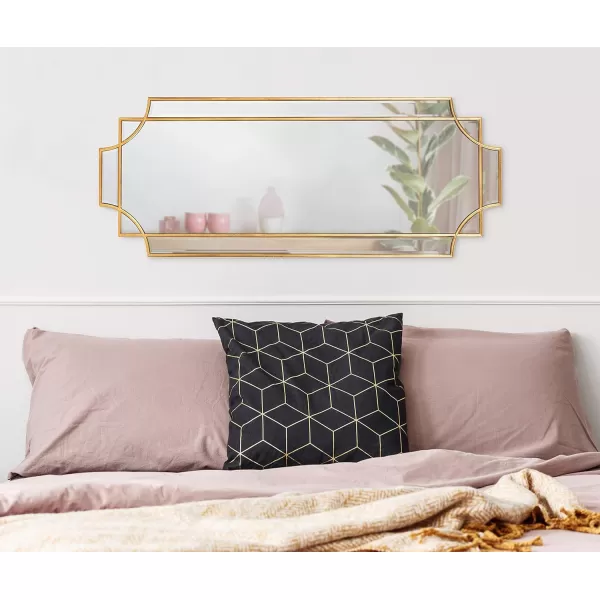 Kate and Laurel Minuette Glam Wall Mirror 24quot x 36quot Black Elegant Traditional Home Decor with A Boho CharmGold